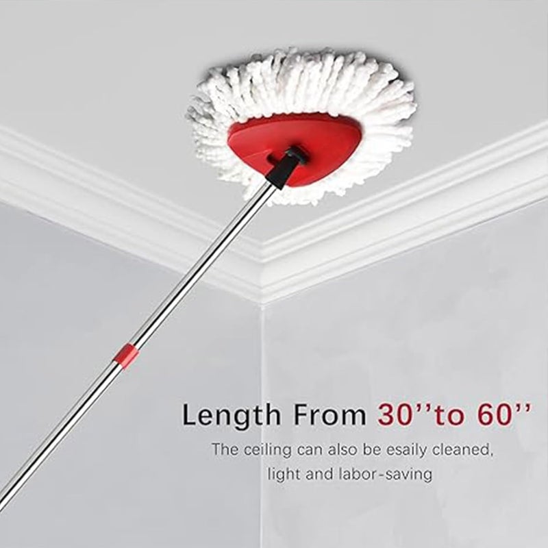 Hibaby Microfiber Spin Mop Replace Head, Mops Base, Handle Compatible with O Cedar EasyWring 1-Tank Spin Mop Refills (New White-Centre 40% More (1-Tank System)) - Image 5